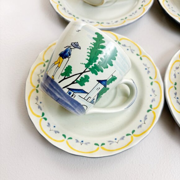 THE HALDON GROUP Normandie Cup & Saucer Set Of 4 VTG 1980 Walking Cottage Scene - Picture 7 of 16